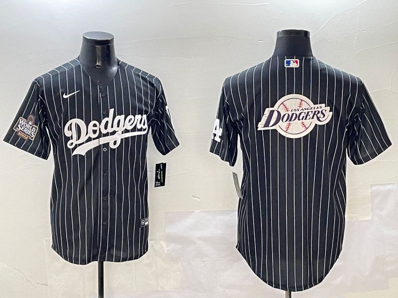 Men Los Angeles Dodgers Blank Black Stripe Jointly Name 2025 Nike MLB Jersey style 27